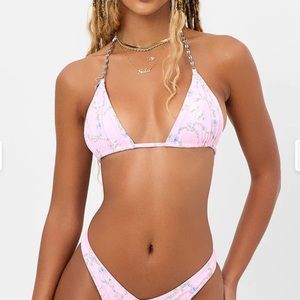 Frankie’s Bikinis Tia Floral Chain Bikini Top